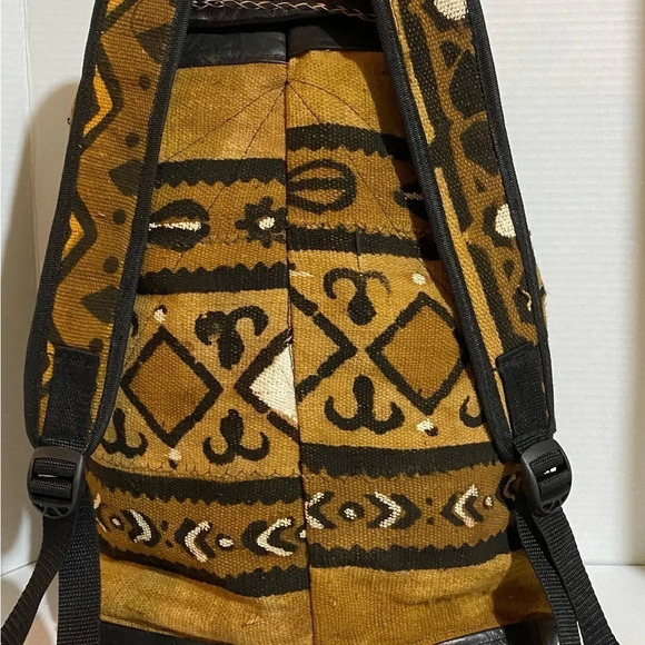 Handmade unisex Africa mud cloth leather backpack main image 5